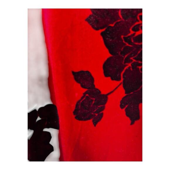 Red Black Velvet Floral Bohemian Hippie Chic Top Shirt Size 3X Newport News READ - Picture 5 of 8